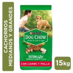 DOG CHOW - Alimento seco para perro DOG CHOW® Cachorros Mediano y Grande Carne y Pollo 15kg