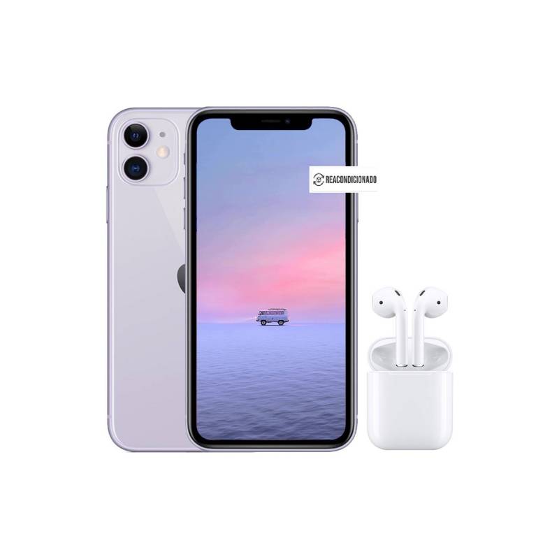 APPLE - Apple iPhone 11 128G y Genérico Audífonos Reacondicionado- Morado