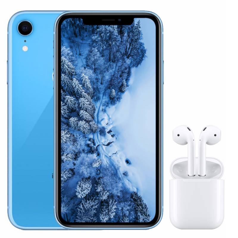 APPLE - Apple iPhone XR 64G y Genérico Audífonos Reacondicionado- Azul