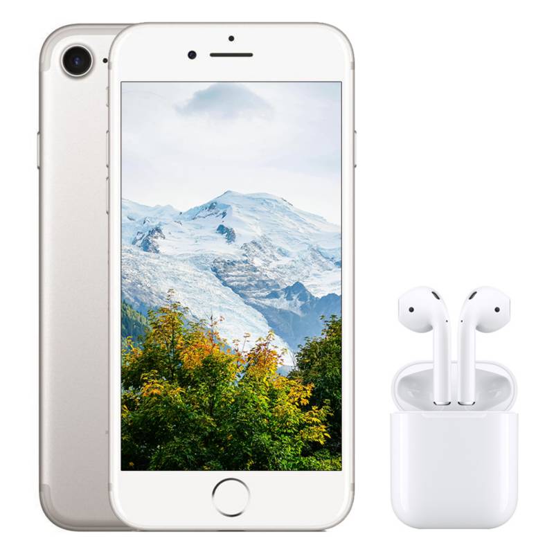 APPLE - Apple iphone 7 128G y Genérico Audífonos Reacondicionado- Plata