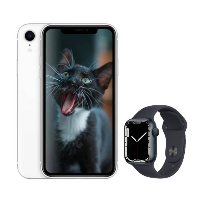APPLE - Apple iphone xr 128gb - blanco  smartwatch negro obsequio Reacondicionado