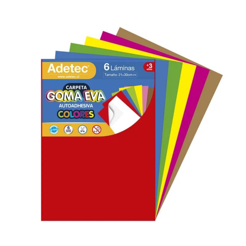 ADETEC - Goma Eva Autoadhesiva Colores Tamaño A4