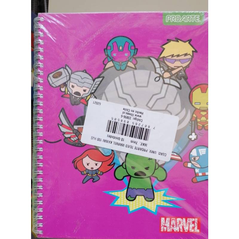 PROARTE - Pack de 10 Cuadernos Universitarios Marvel Kawai 7mm