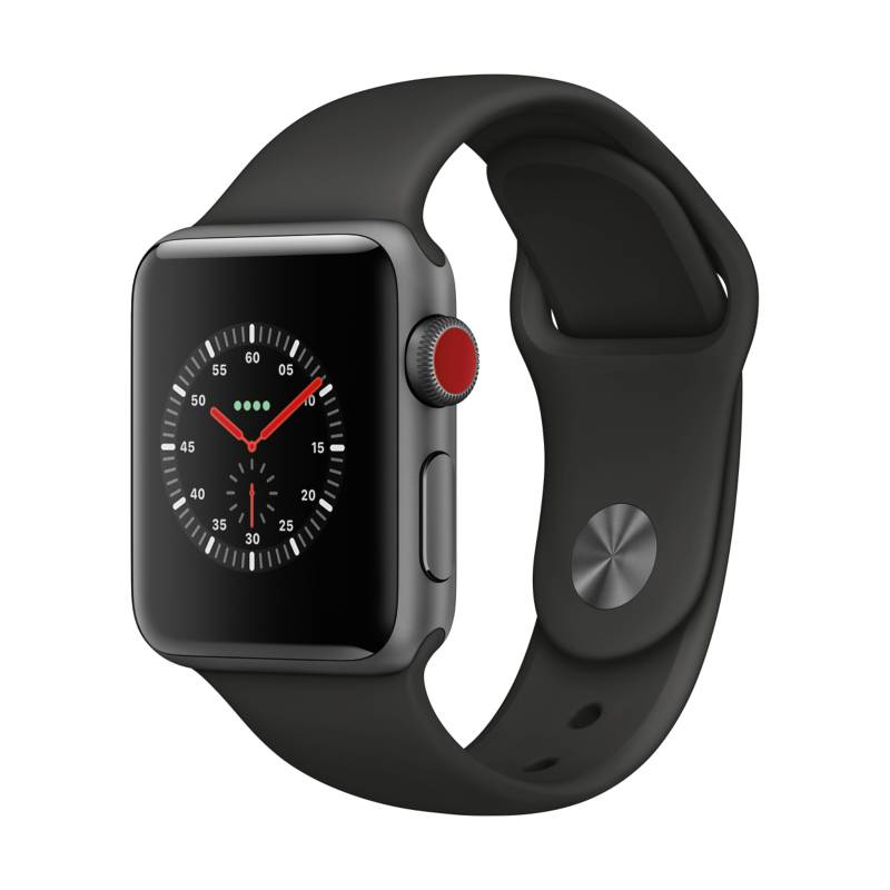 APPLE - Apple Watch Series 3 (38mm. GPS + Cellular) - Caja Aluminio Gris Espacial - Correa Deportiva Negra