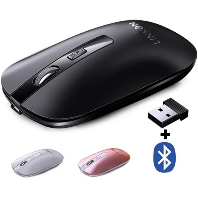 MALIK - Mouse Inalambrico Dual Bluetooth Usb Recargable Para Mac Win  (negro)