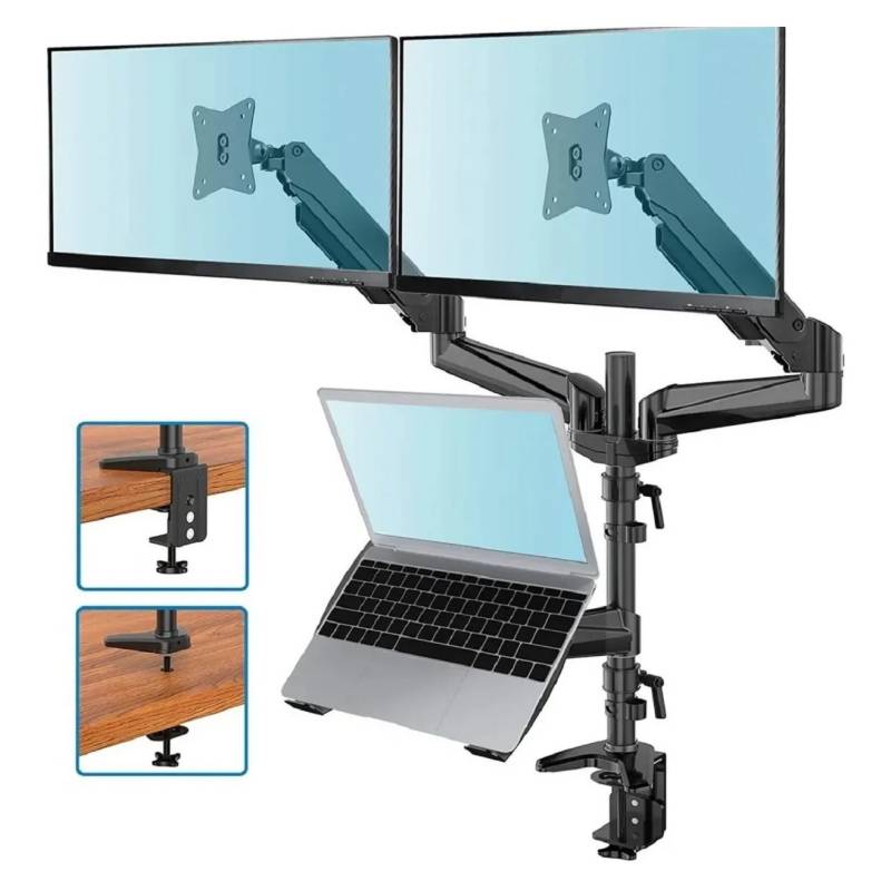 Soporte para monitor y laptop, soporte de escritorio con brazo de triple  monitor
