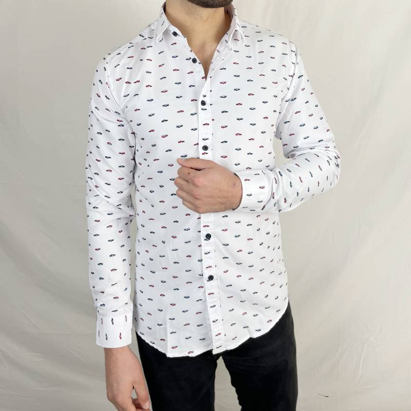 PARROT Camisa de hombre Slim Fit blanca con diseño Casual Parrot | falabella.com