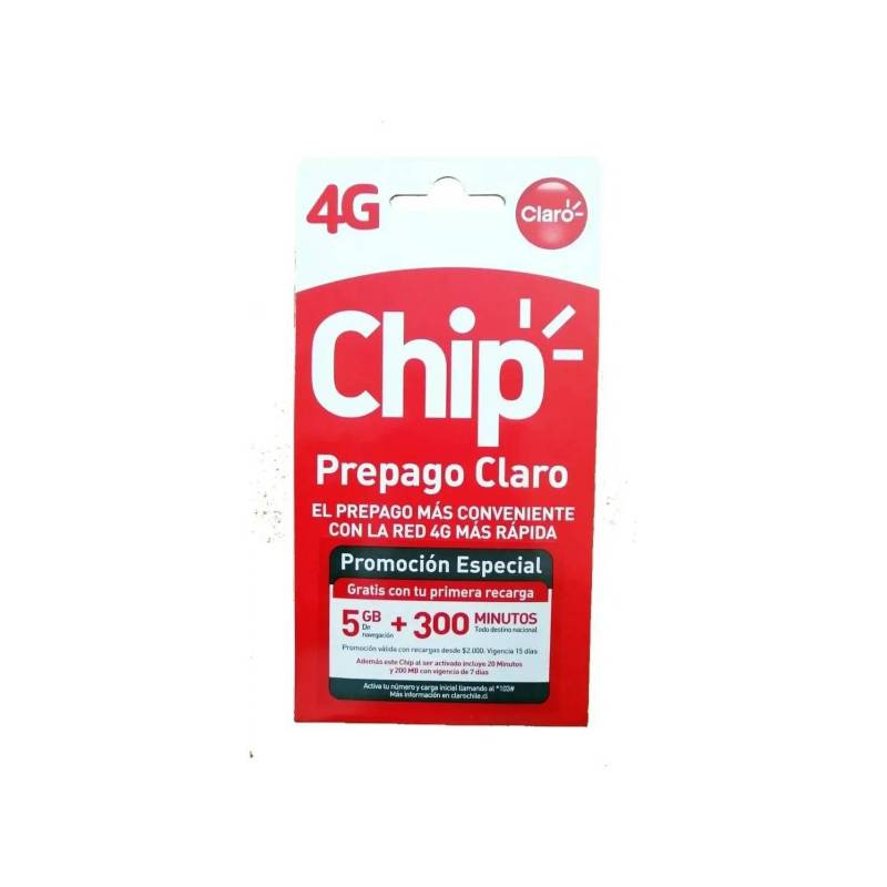 CLARO - Chip Claro Tarjeta SIM - 3Gb + 300 min Por 15 Dias