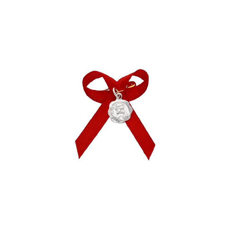 Medalla Protección Bebe San Benito Cinta Roja Plata 950 Caja