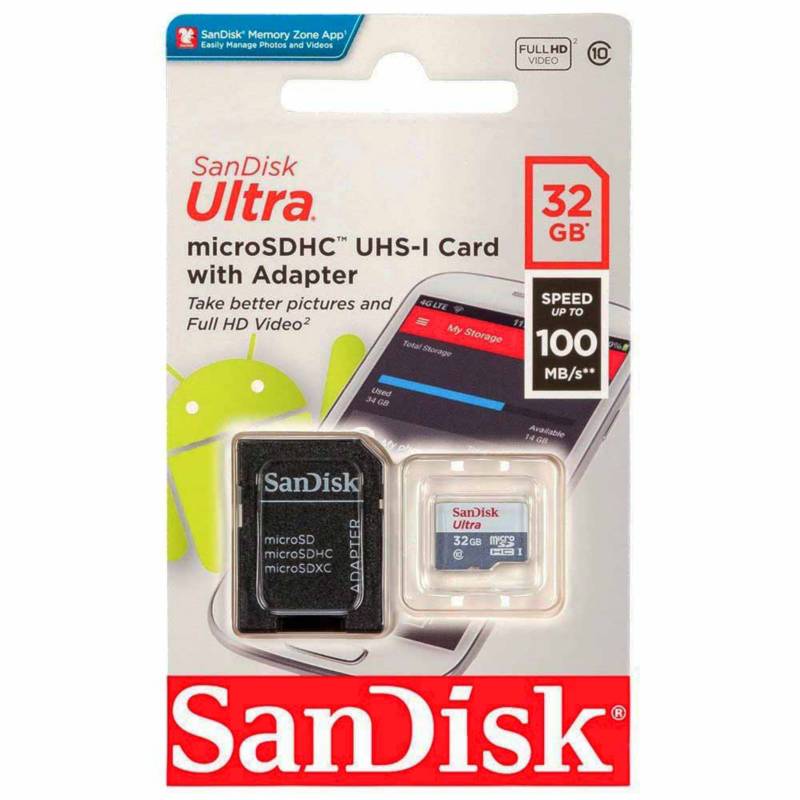 SANDISK - Micro SD 32 GB SanDisk Ultra MicroSD Tarjeta de Memoria