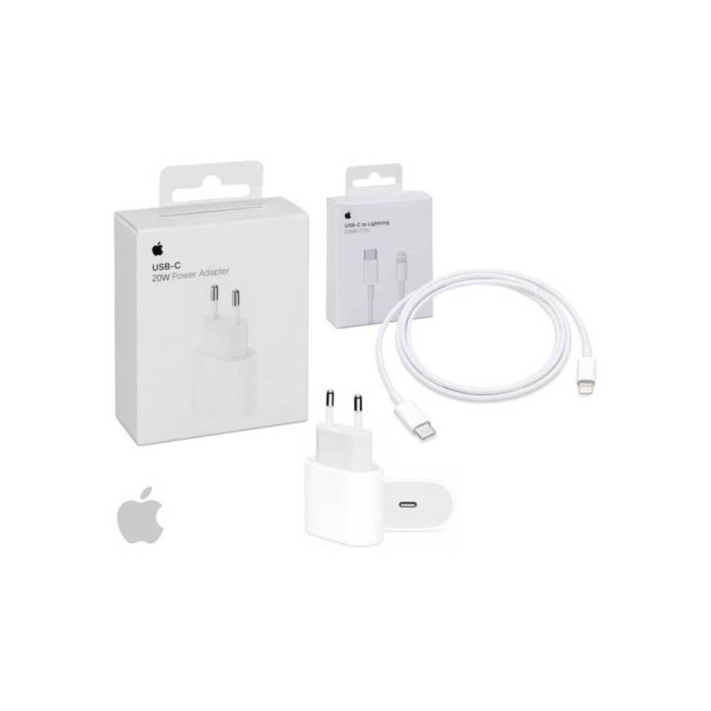 APPLE - Cargador Apple 20w iPhone Carga Rápida Con Usb-c A Lightning