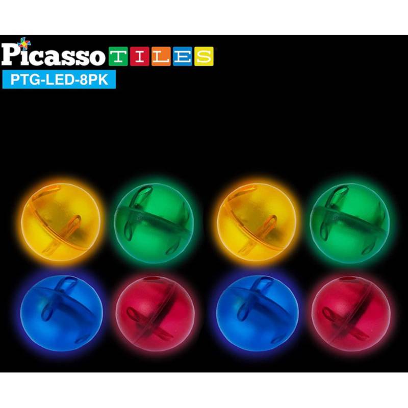 PICASSO TILES - Bolitas x 8 con luz led para pista picasso tiles