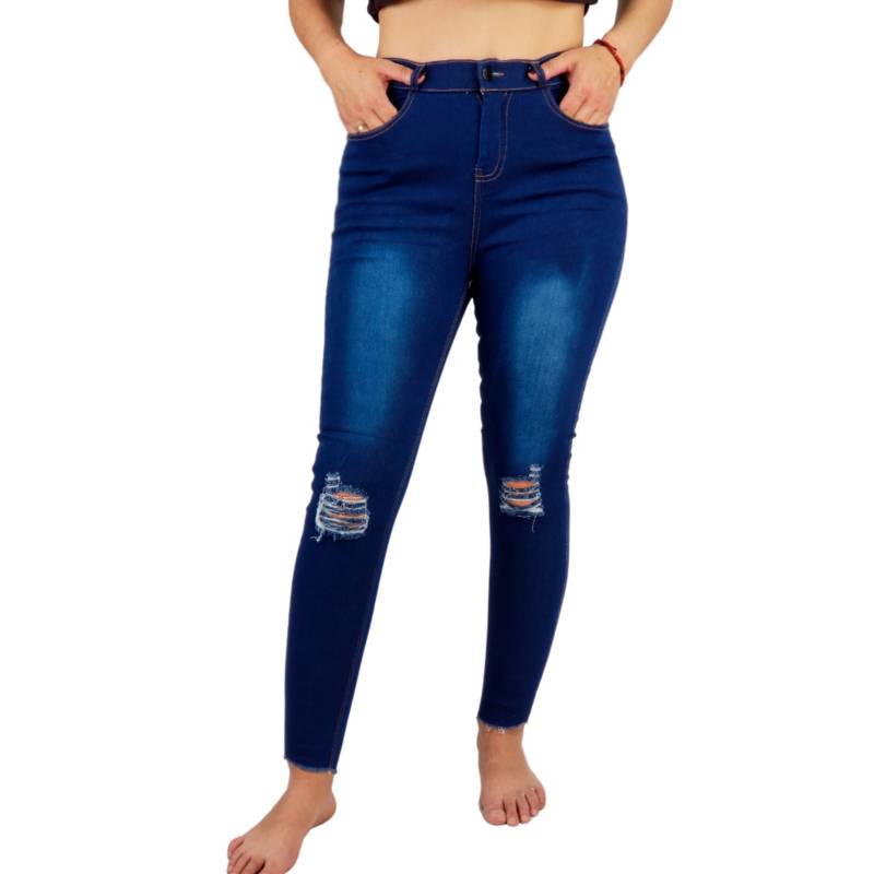 LIKE SHOP Leggins Tela Jeans Pantalon Elasticado Calza Lindo Calce. Tajos  31