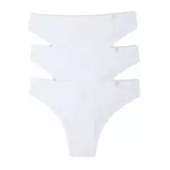UNICA LINGERIE - Calzón Pack 3 Bikini Microfibra Sin demarcación.BLANCO.
