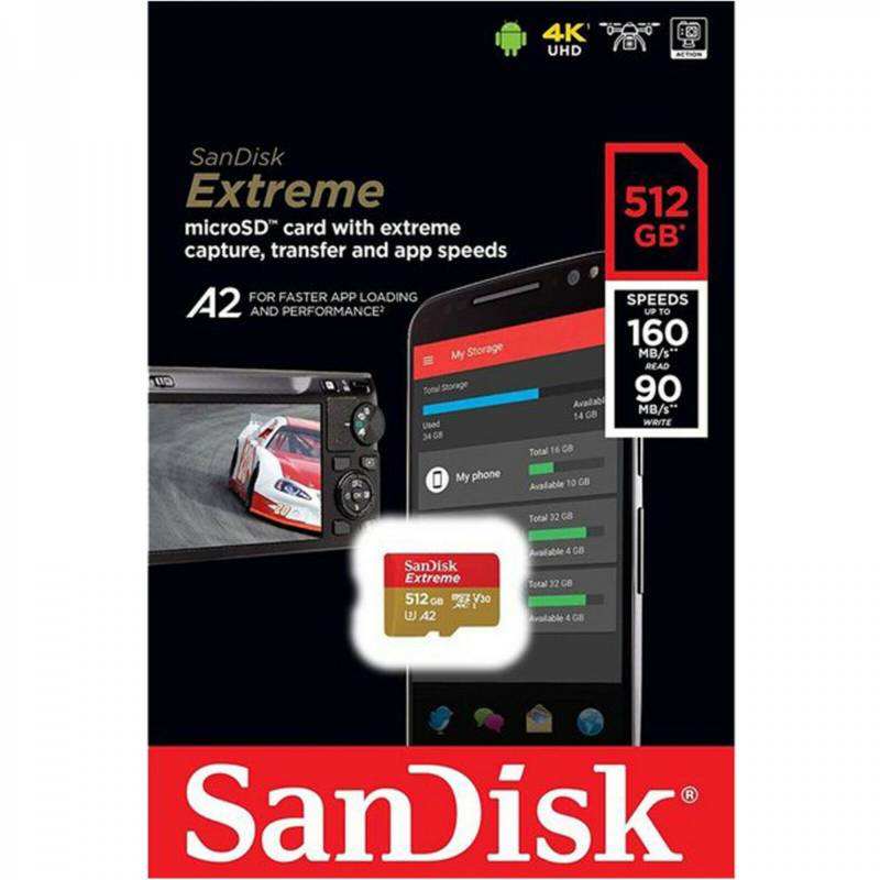 SANDISK - Tarjeta de memoria MicroSD 512 GB - SanDisk Extreme 4k UHD