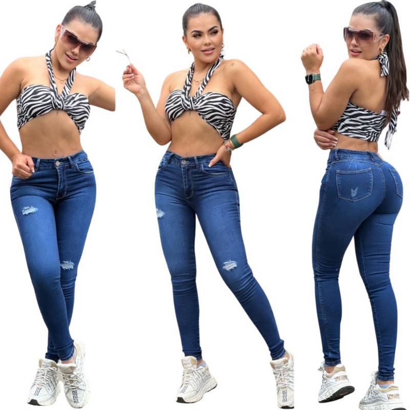 Jeans colombianos con realce de glúteos y talle alto
