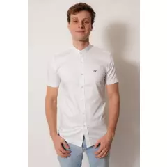 WHITE CLOTHING - camisa cuello mao  color blanco manga corta fit
