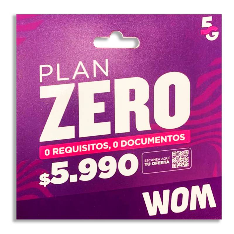WOM - 10 chip Plan Zero a sólo $29.990