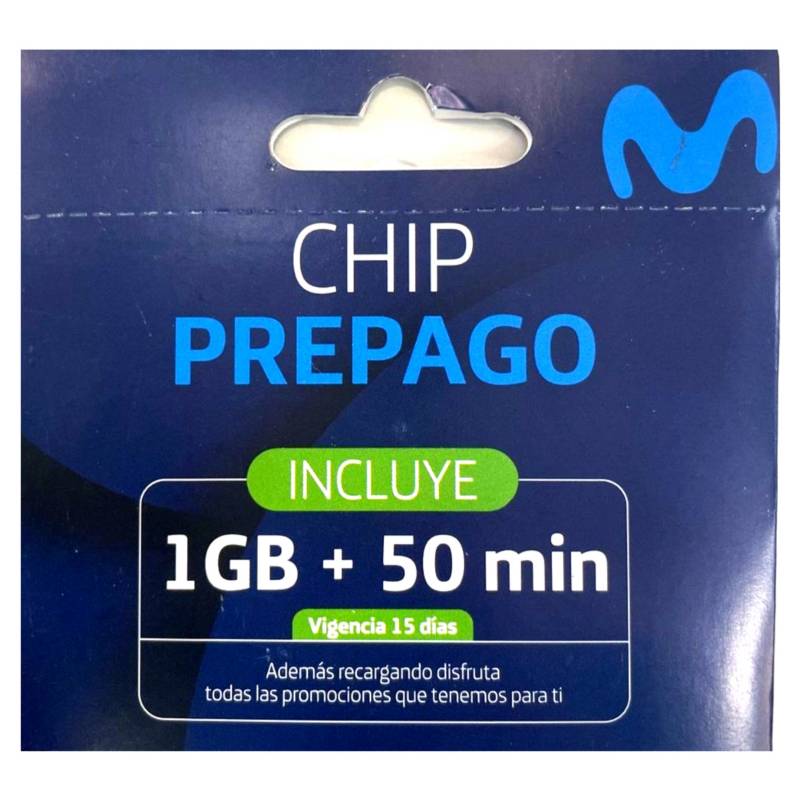 GENERICO - Chip Prepago Movistar 1 GB + 50 Min por 15 Días