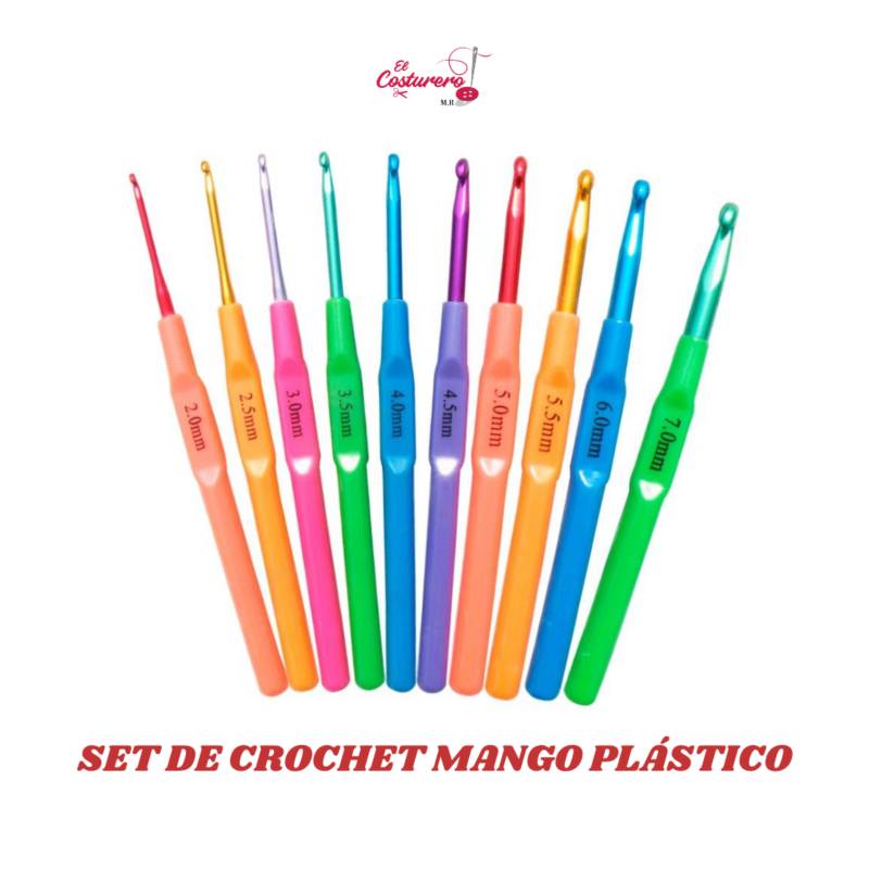 ARTE & COSTURA - Set de crochet mango plástico 12 unidades el costurero