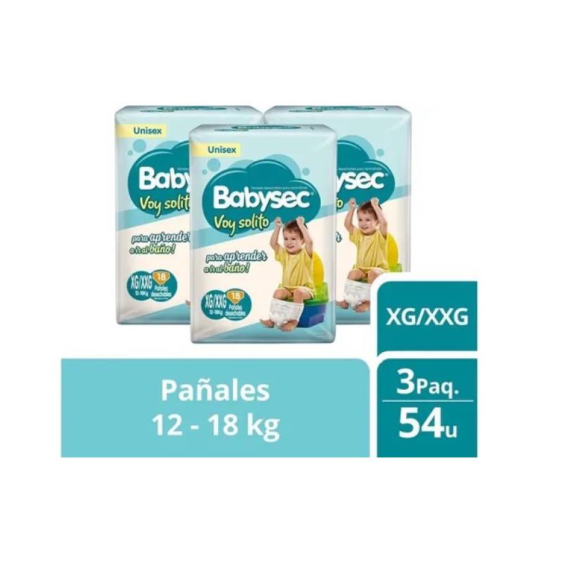 BABYSEC - Babysec Voy Solito Xg/xxg Pack X 3 Paquetes ( 54 Unid. Tot)