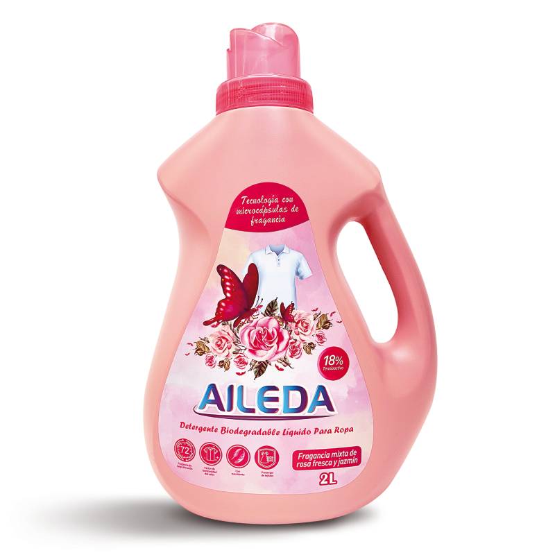 AILEDA - Detergente Líquido biodegradable Rosa fresca y jazmín 2 L