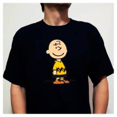 GENERICO - Polera negra unisex Charlie Brown