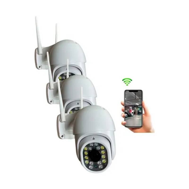 GENERICO Kit X3 Cámaras De Seguridad Y Vigilancia Exterior Con Wifi  ST-28493