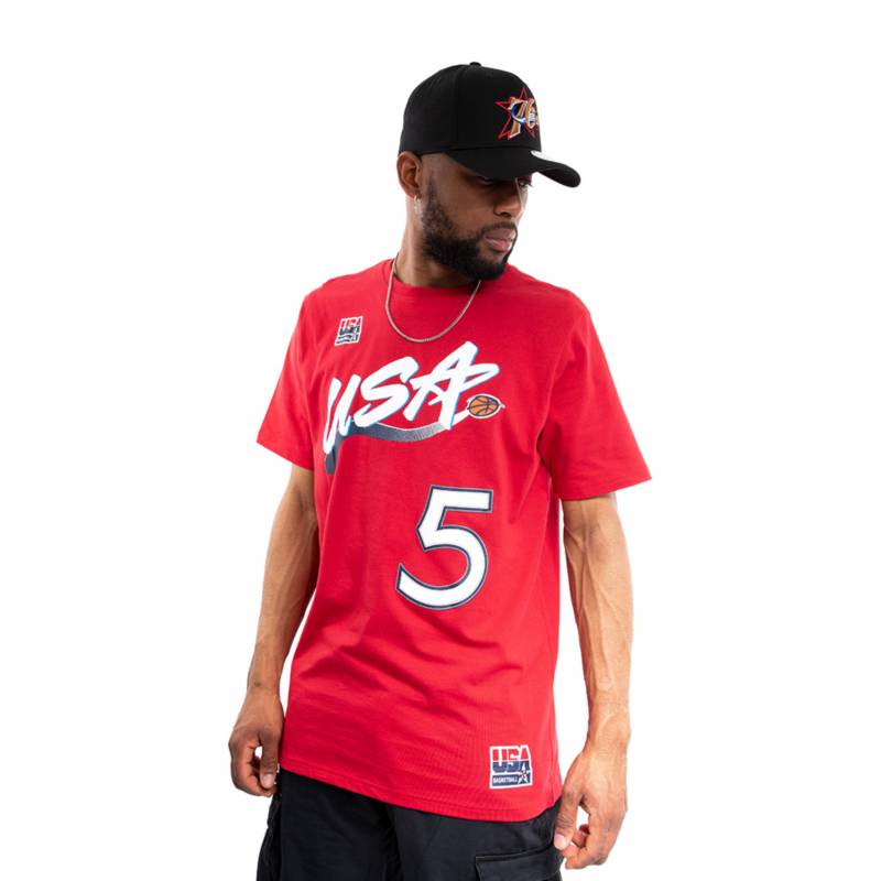 MITCHELL & NESS Polera de manga corta premium mitchell and ness team usa  rojo