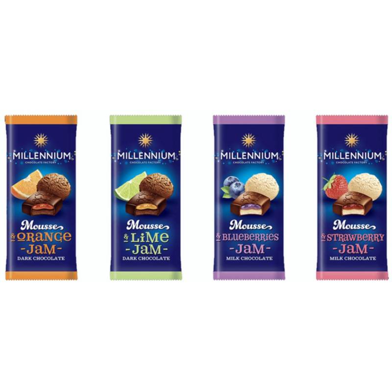 MILLENIUM - Tableta Chocolate con leche Rellena Mousse Y Naranja 135gr