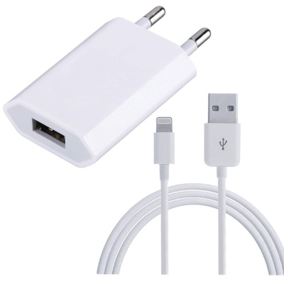 APPLE Cargador Apple 5W Original Para iPhone + Cable USB Lightning 1 metro