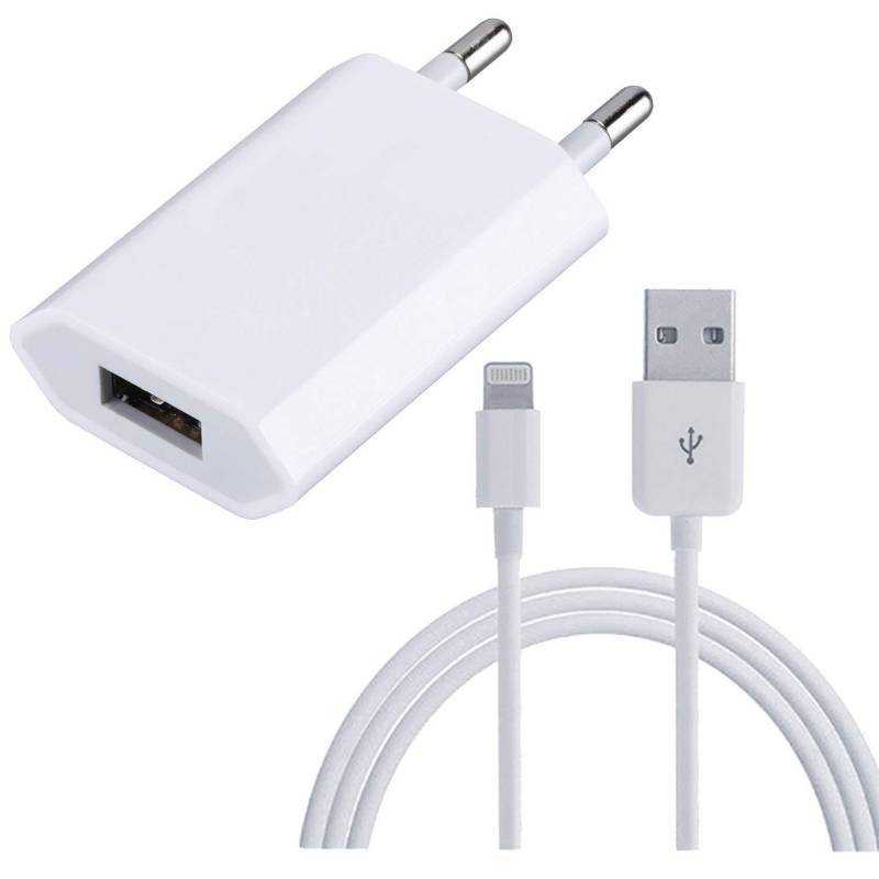 APPLE Cargador Apple 5W Original Para iPhone + Cable USB Lightning 2 metros
