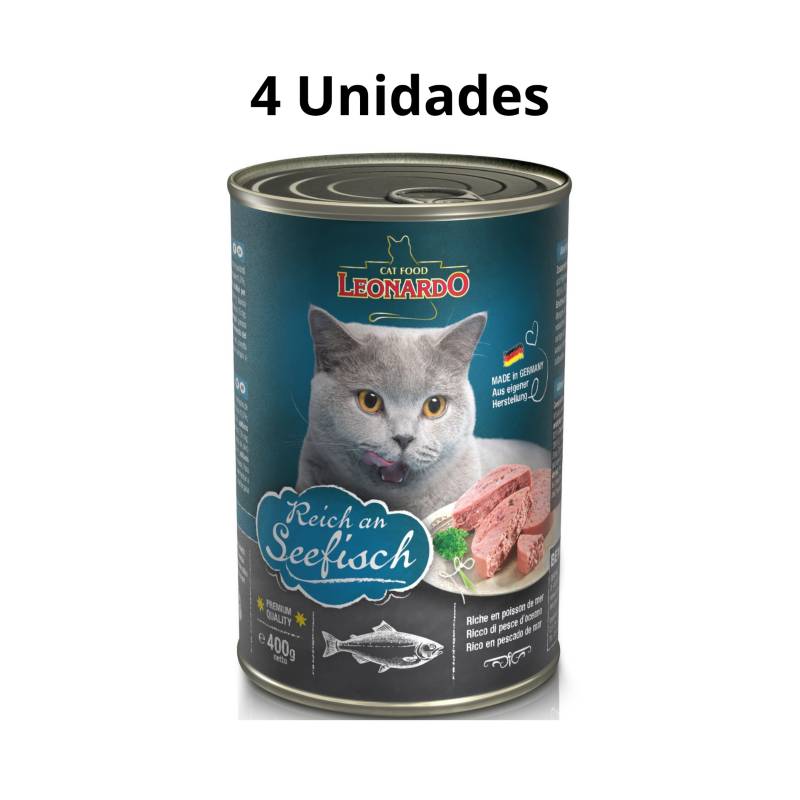 CAT FOOD LEONARDO - Leonardo Lata de Pescado. Pack 4 latas