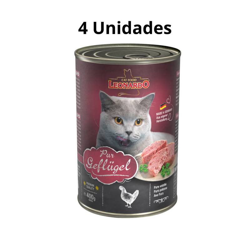 CAT FOOD LEONARDO - Leonardo Lata de Ave. Pack 4 latas