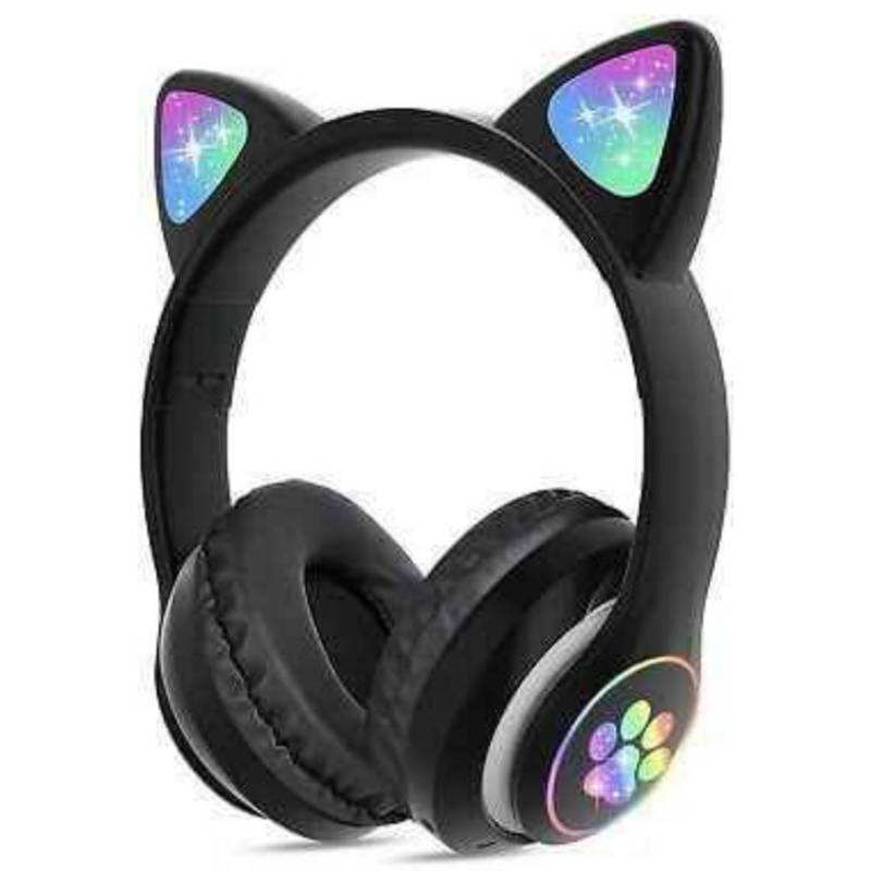 GENERICO - Audífonos de Gatito Negros Luces Led Bluetooth