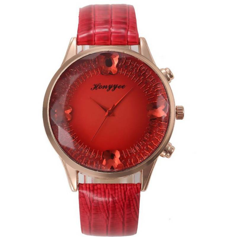 VATYERTY - Relojes de joyería de moda de las señoras del rhinestone rojo.
