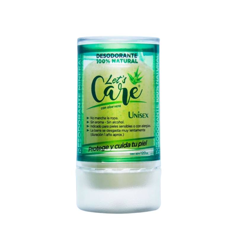 LET'S CARE - Desodorante 100 Natural Piedra Alumbre Y Aloe Vera 120grs