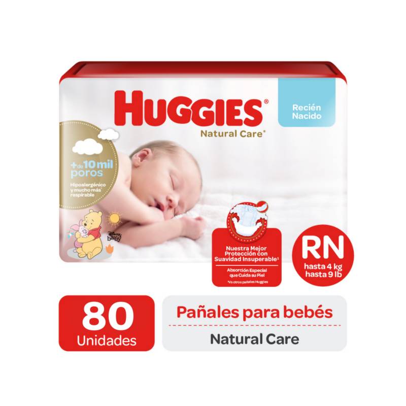 HUGGIES - Pañal Huggies Natural Care RN 80 pañales