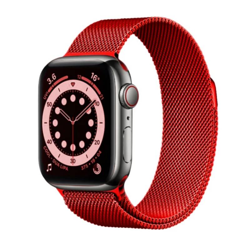GENERICO - Correa Metálica Roja para Apple Watch 42 44 45mm