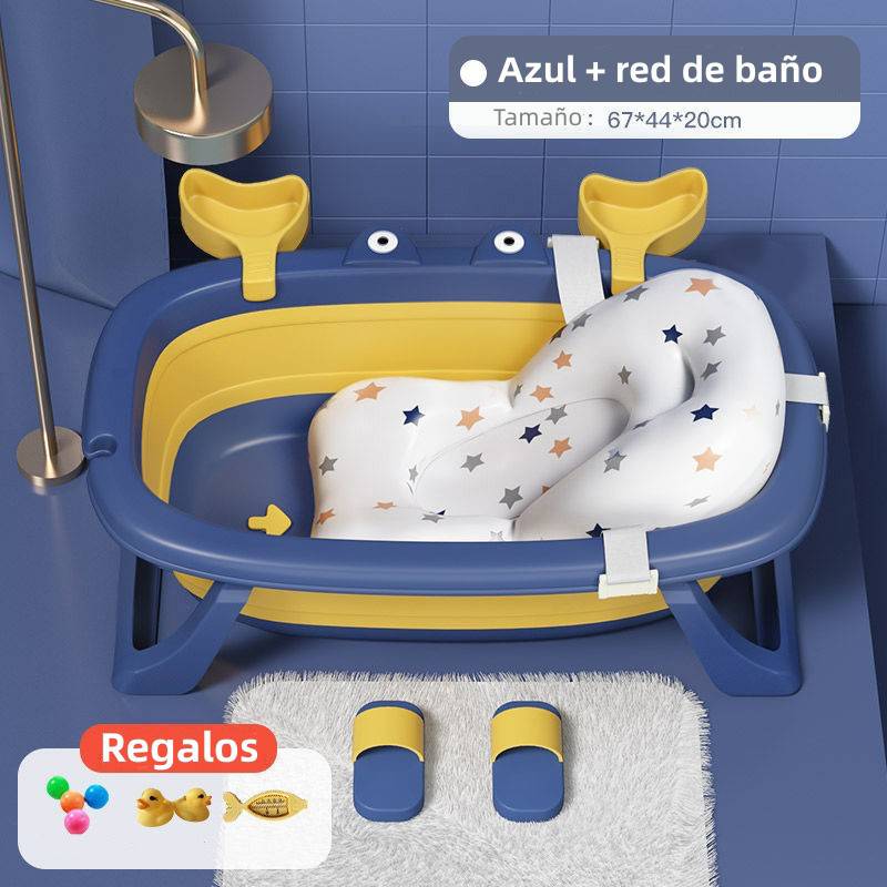 GLOBAL LATIN GROUP Tina Bañera Plegable Para Bebé, Cojín Y Accesorios -  Azul