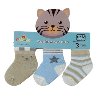 PUMUCKI Set De 3 Calcetines Para Bebé Niño Azul Pumucki