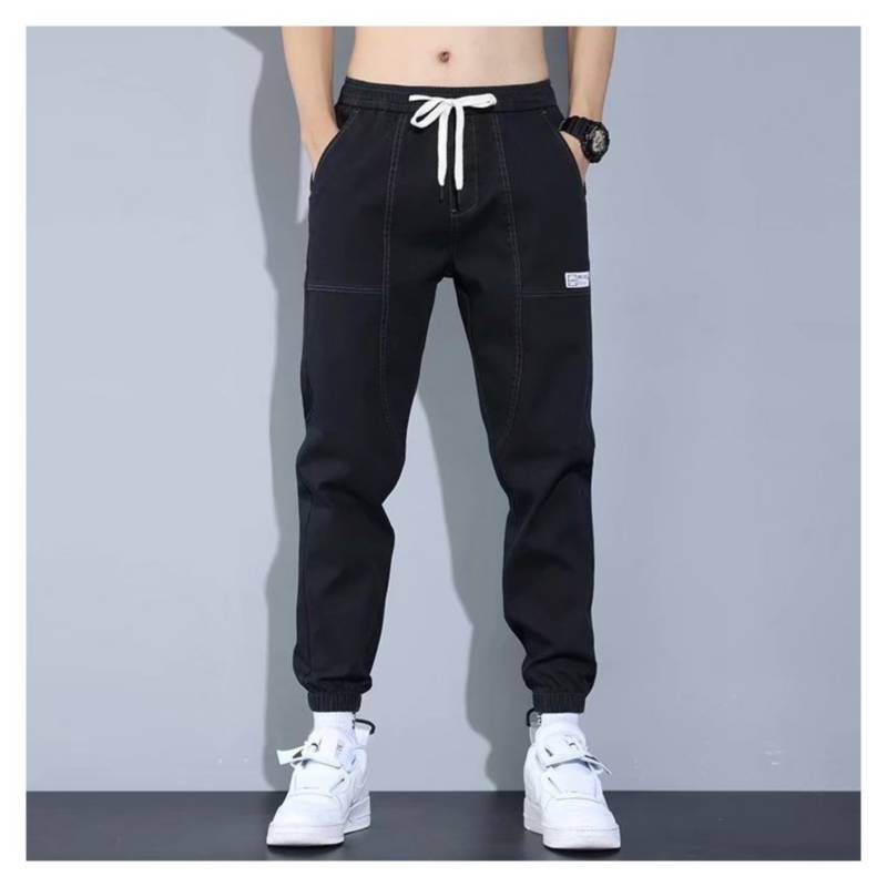 GENERICO Pantalones cargo de cintura el stica para hombre black