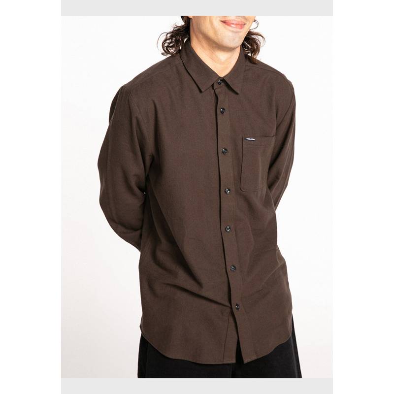 VOLCOM Camisa Caden Solid Ls Hombre Café Volcom 