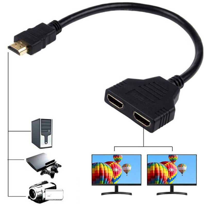 GENERICO Cable adaptador divisor HDMI hembra de 1 a 2 vías HDMI