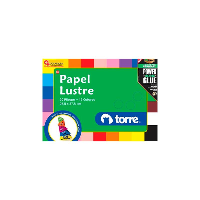 GENERICO Carpeta Con Papel Lustre 15 Colores 20 Laminas Torre ...