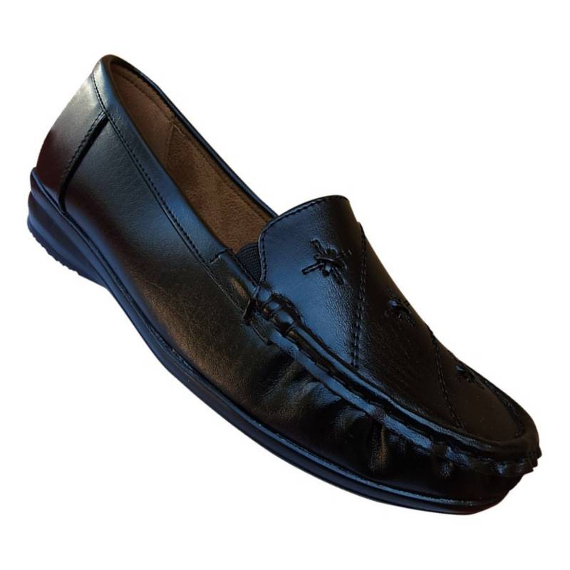 GENERICO - Zapato Mocasín De Cuero Mujer Casual Clasico Comodo Negro - 7148