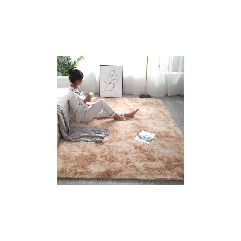 Generico Alfombras Peludas Tipo Shaggy 180x200 Cm Beige Jaspeado