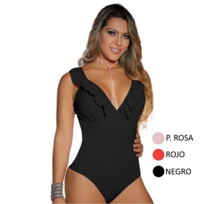 BEL BELLEZA EXPRESS LATINA Body colombiano con faja interna en Powernet,  cuello en V R3-7705