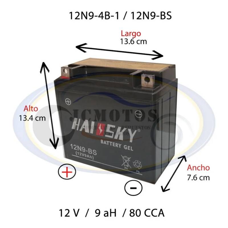 GENERICO - Bateria Moto 12n9-4b-1  Yt9a atv-gxt-ttx250 Y Mas