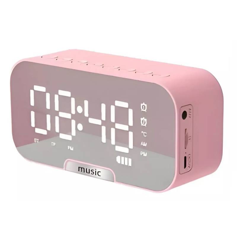 GENERICO Radio Reloj Parlante Bluetooth Con Espejo Y Despertador Digital  Rosa